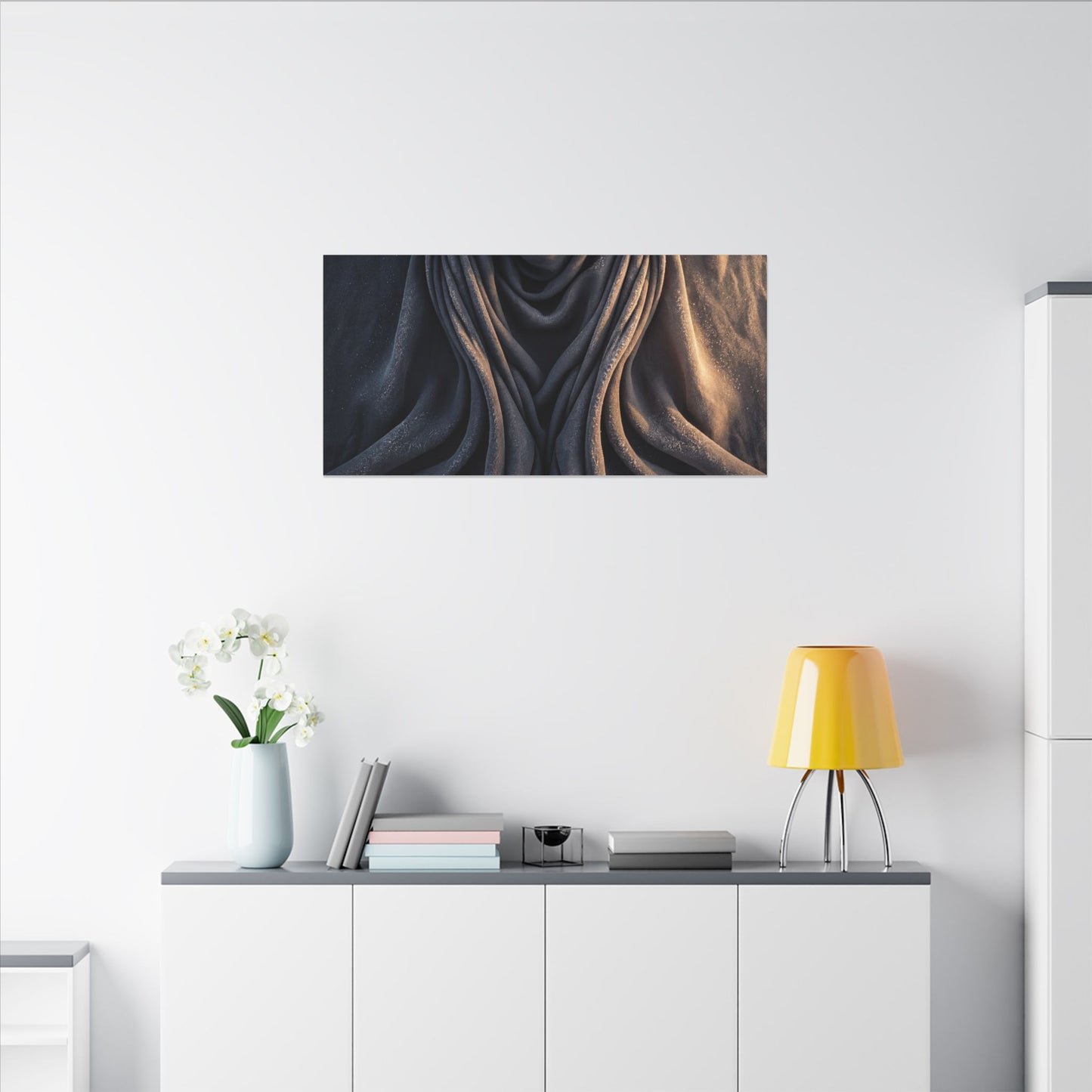 Moody Silk Drape Canvas Art - Shadow Zen Dark Japandi