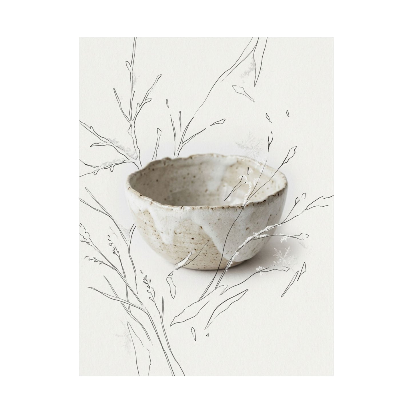 Japandi Ceramic Bowl in Overcast | Minimal Line Wall Art Print