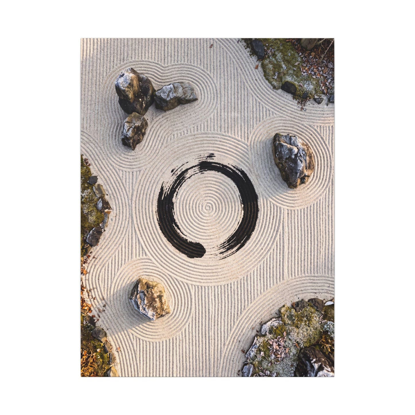 Rock Garden Canvas Art | Winter Zen Enso Art