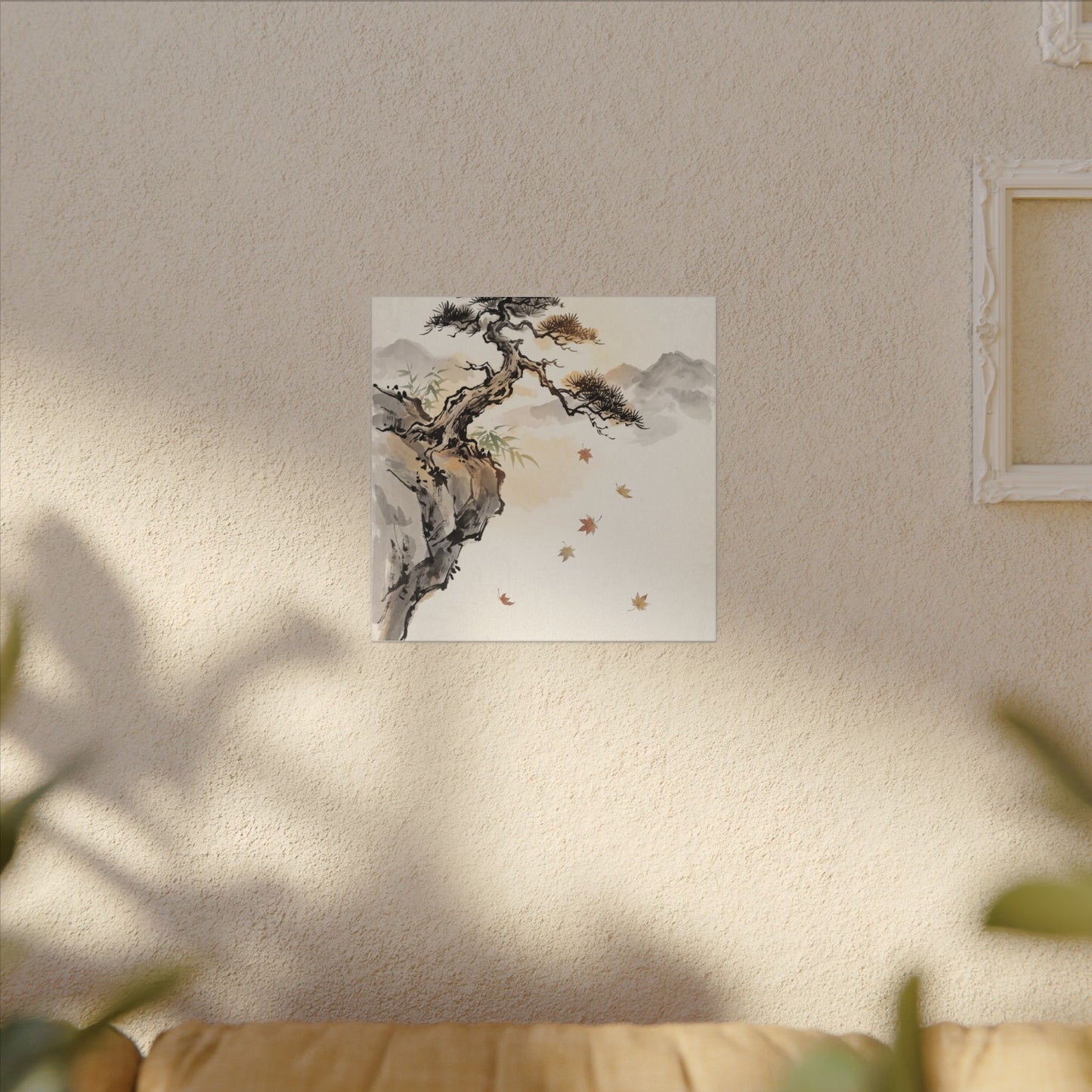 Peaceful Pine Tree Canvas Art - Sumi E Zen