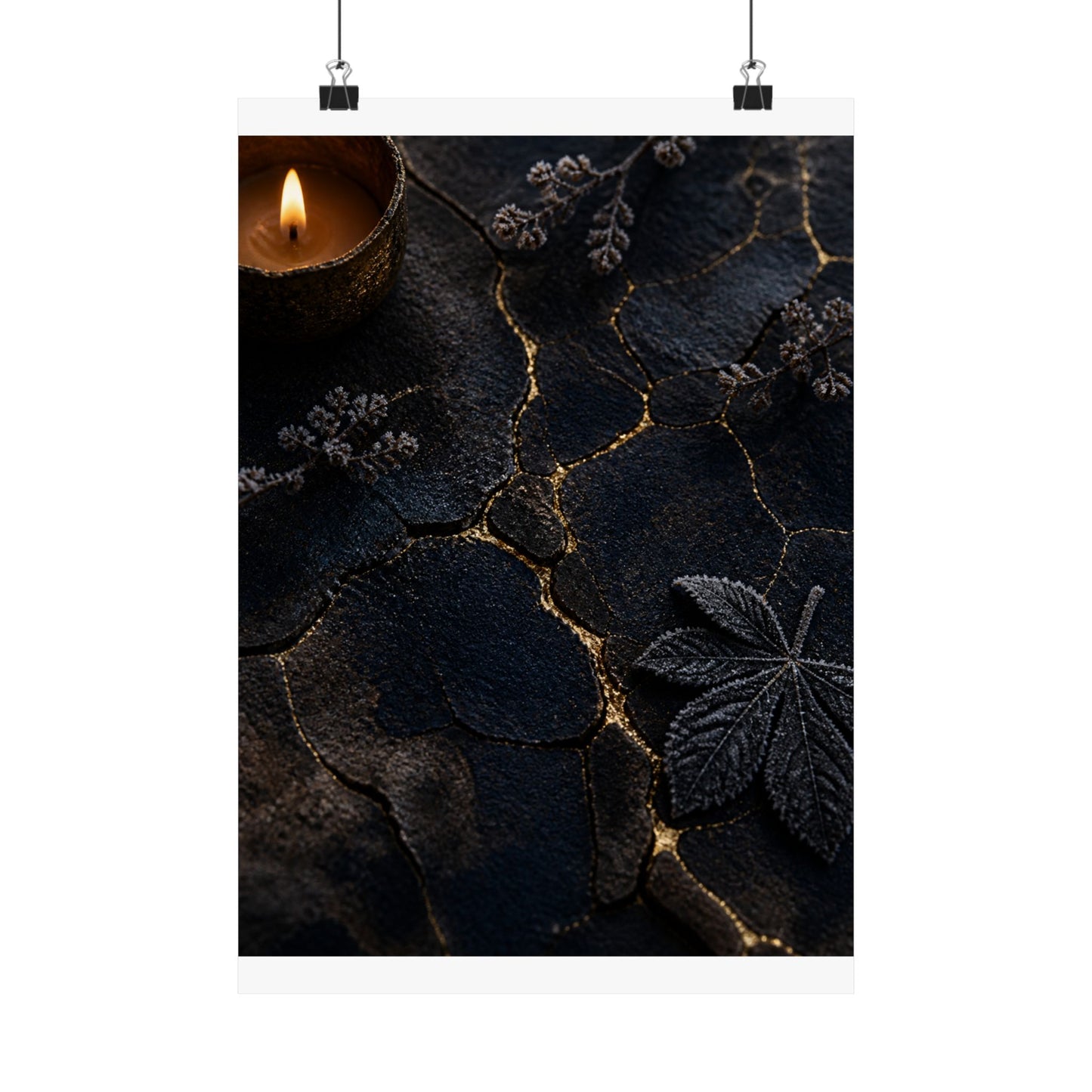 Luxurious Cracked Earth Wall Art Print - Moody Minimal Dark Japandi