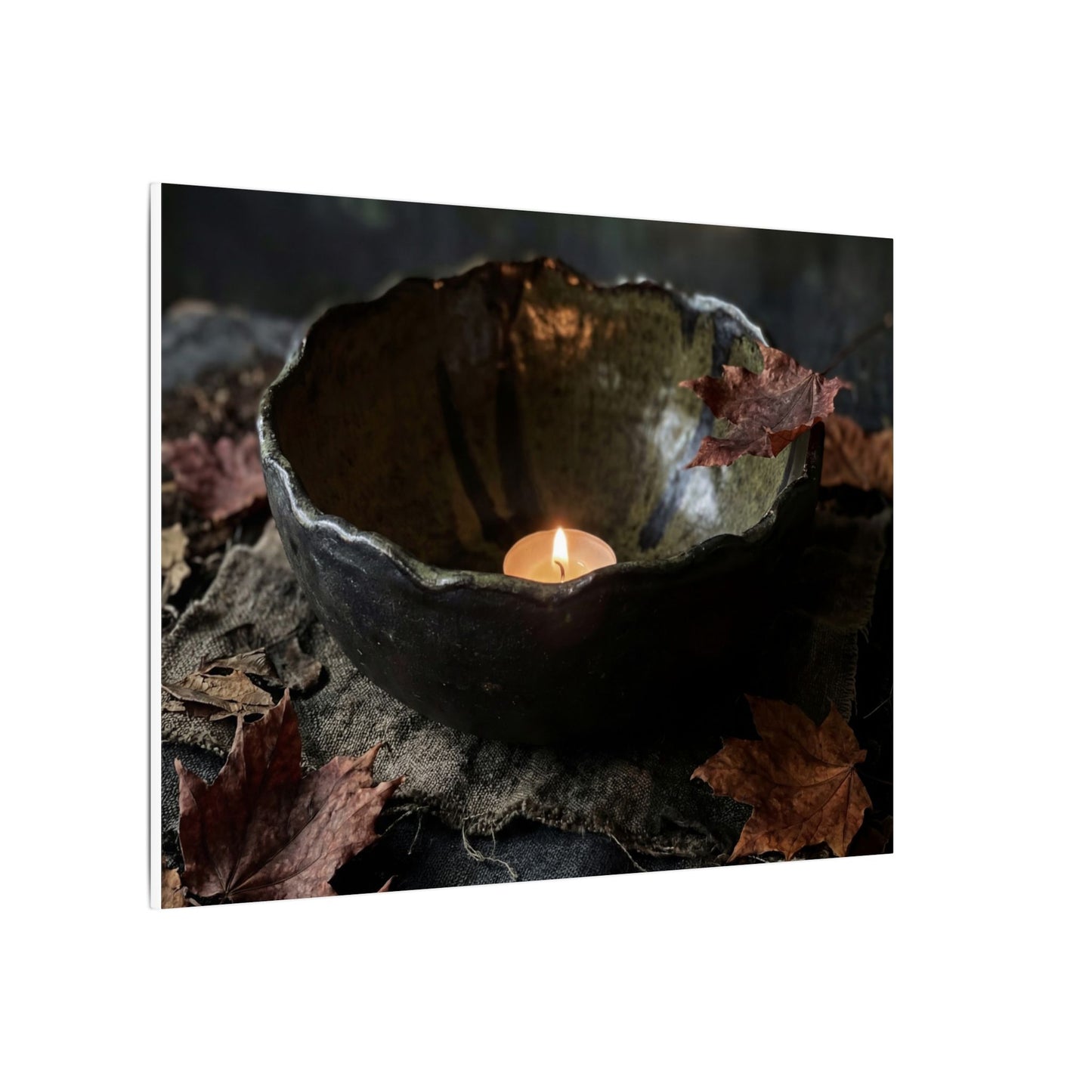 Candlelight Ceramic Bowl Canvas Art - Dark Japandi Kanso
