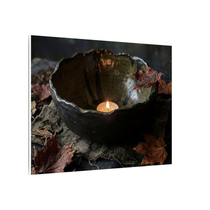 Candlelight Ceramic Bowl Canvas Art - Dark Japandi Kanso