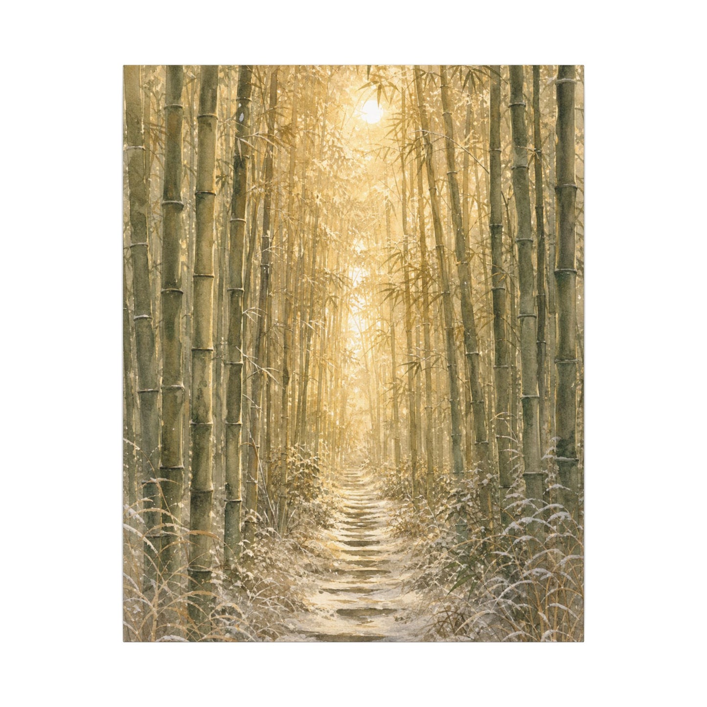 Bamboo Grove Winter Canvas Art | Japandi Elegant Design