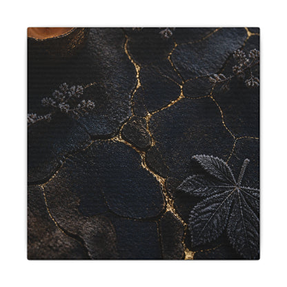 Candlelight Cracked Earth Canvas Art - Dark Japandi Ma
