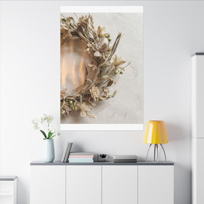 Dried Flowers Japanese Pattern Canvas Art | Neutral Japandi Art