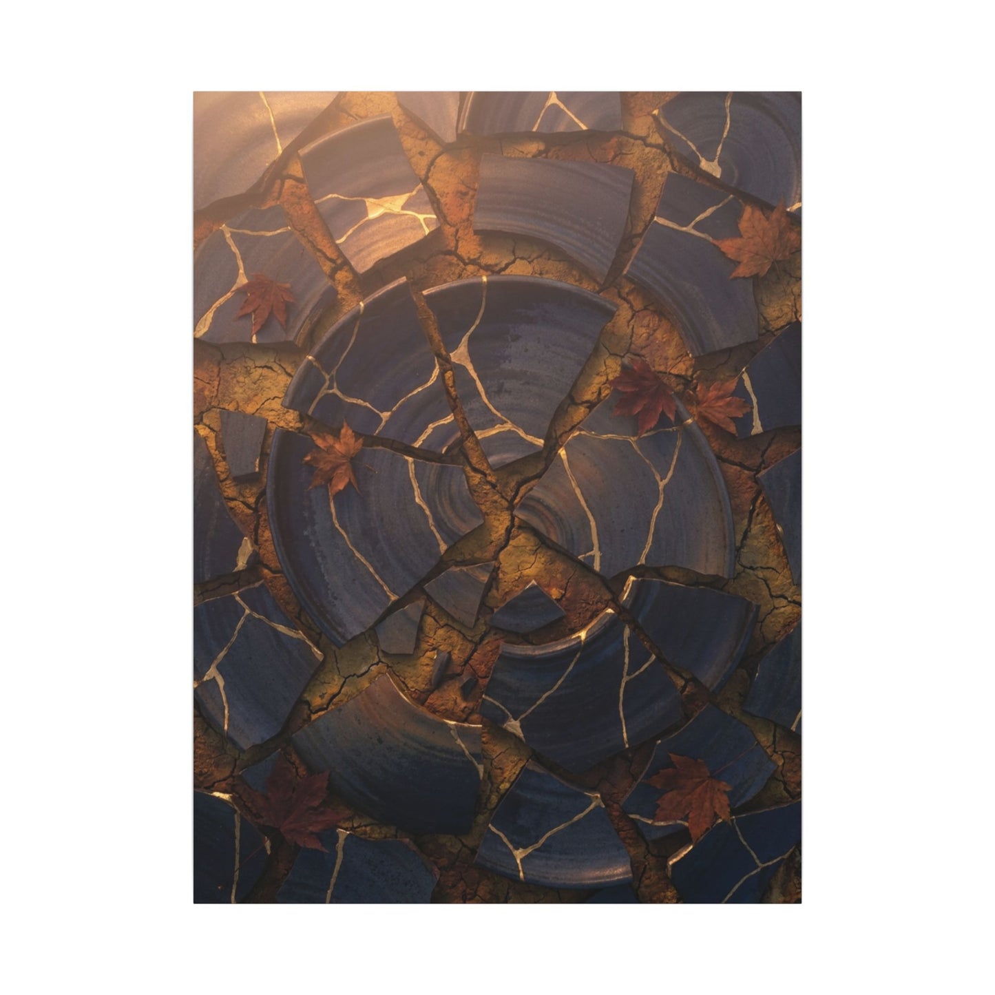 Autumn Cracked Earth Gold Repair Canvas Art | Philosophical Decor