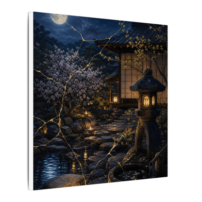 Seijaku Moonlit Garden Canvas Art - Kintsugi Gold Vein