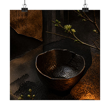 Moody Ceramic Bowl Wall Art Print - Shadow Zen Dark Japandi