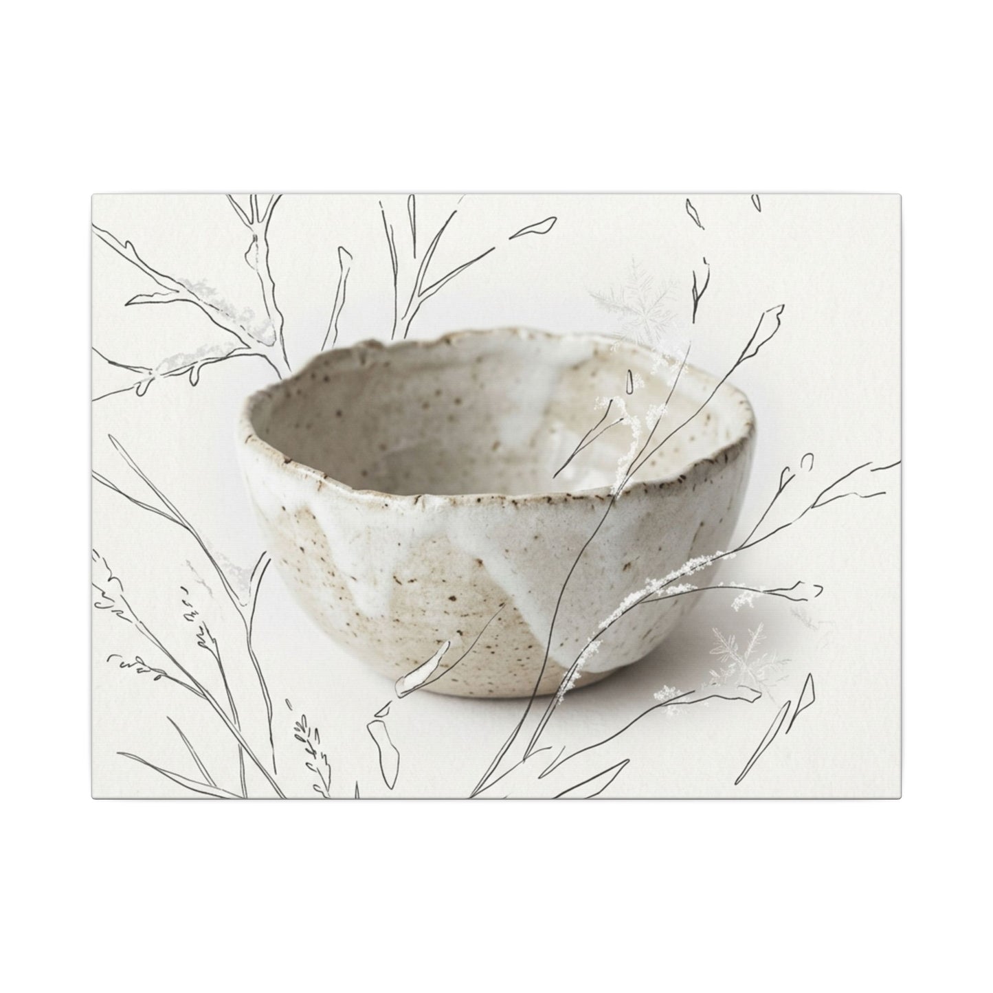 Neutral Ceramic Bowl Canvas Art - Minimal Line Japandi