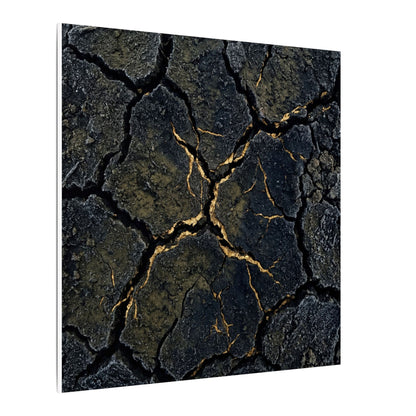 Overcast Cracked Earth Canvas Art - Dark Japandi Ma