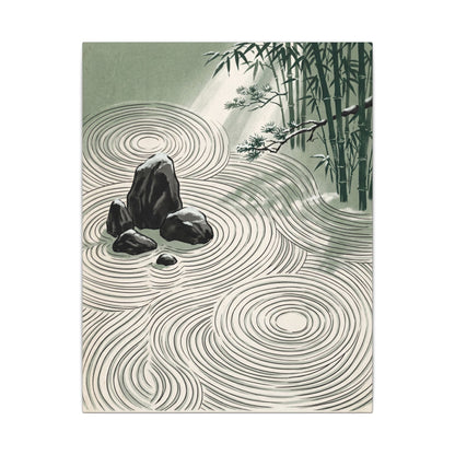 Shibui Rock Garden Canvas Art - Zen Ukiyo E Inspired