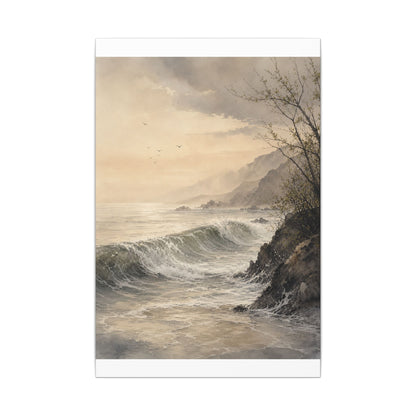 Ocean Wave Spring Canvas Art | Japandi Elegant Design