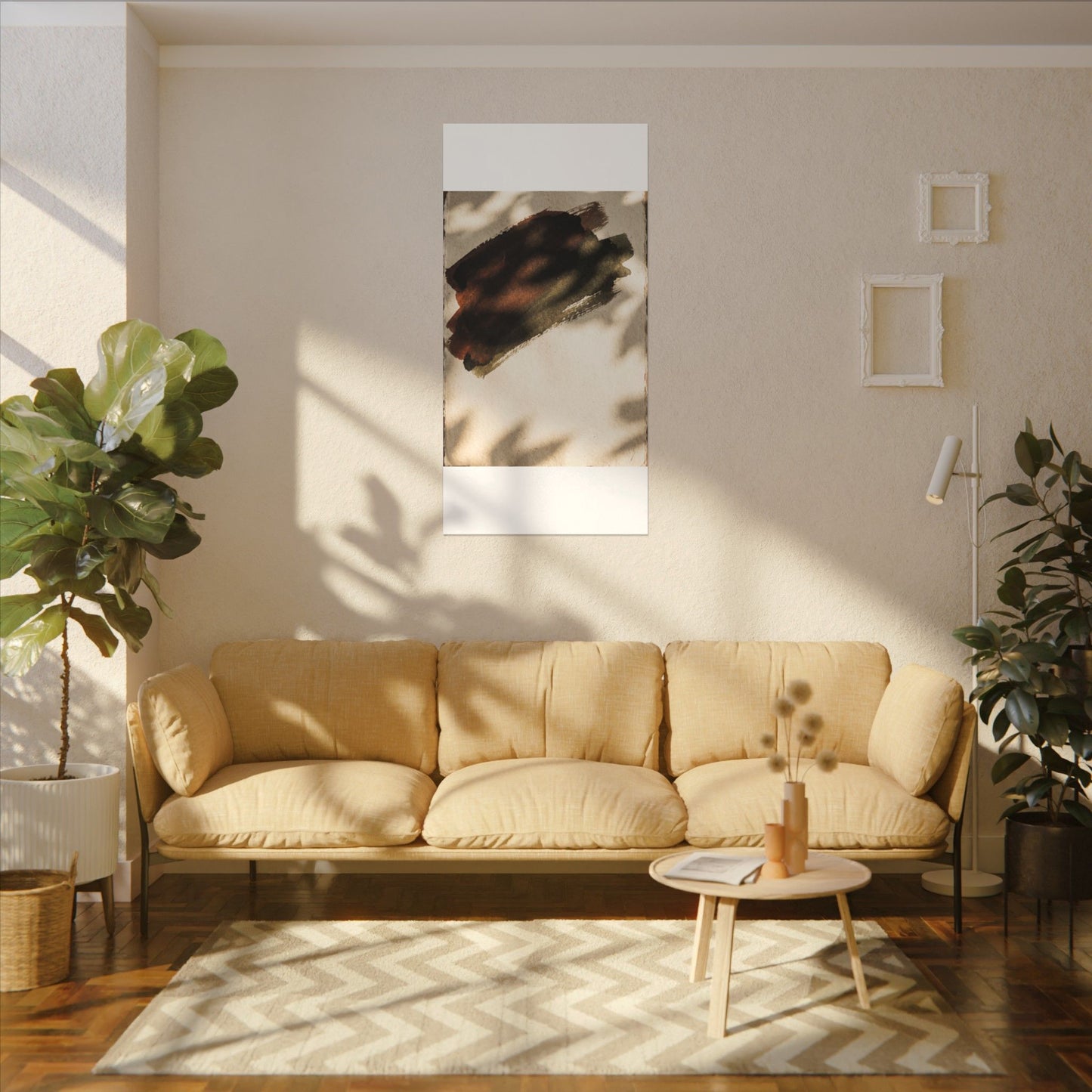 Ink Brushstroke Canvas Art | Summer Dark Japandi Moody Minimal Art