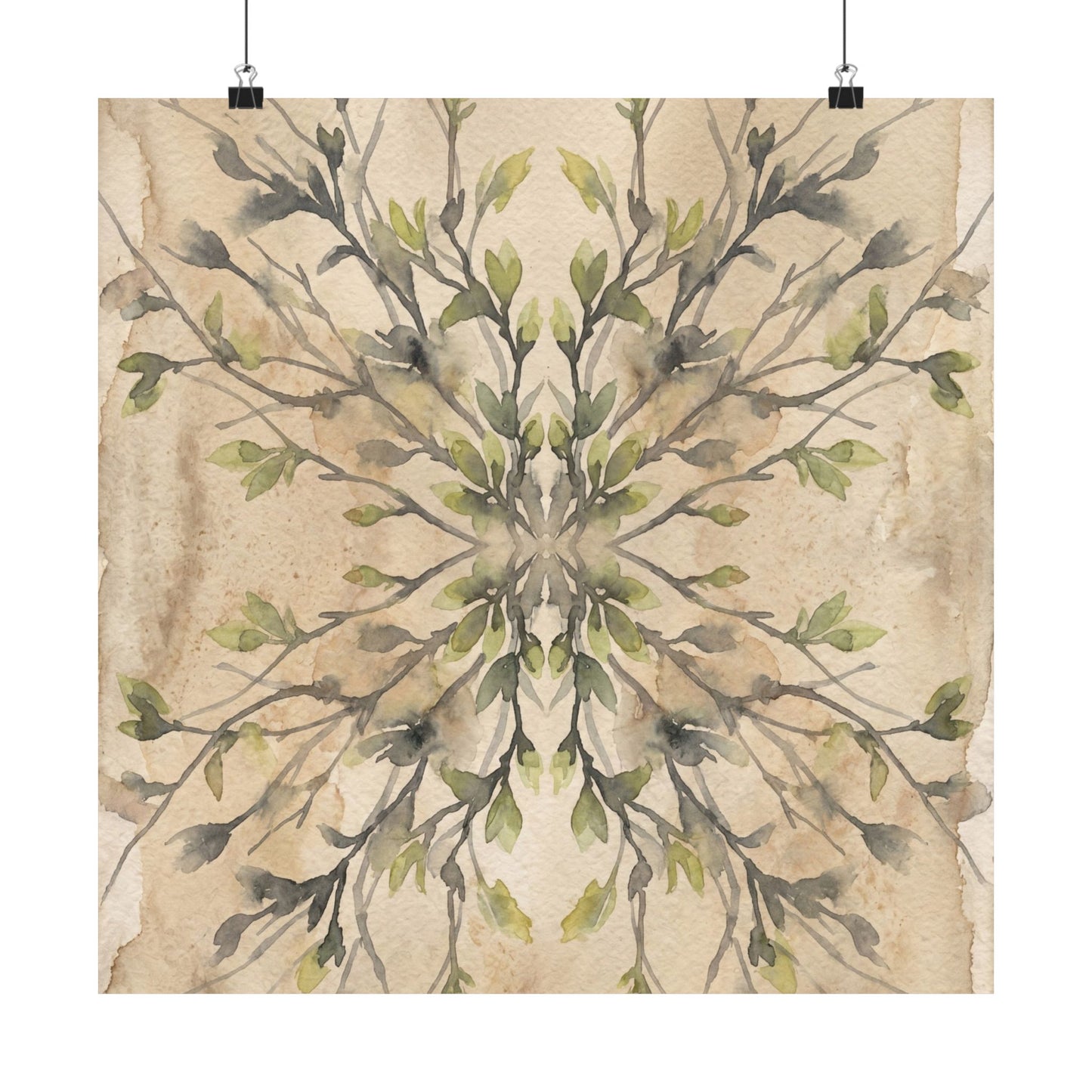 Shadow Play Watercolor Wall Art Print | Earthy Japandi Art