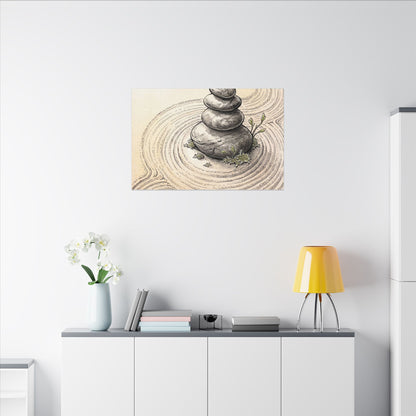 River Stones Karesansui Canvas Art | Tranquil Zen Art
