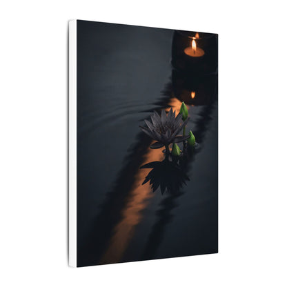 Seijaku Lotus Flower Canvas Art - Dark Japandi Shadow Zen
