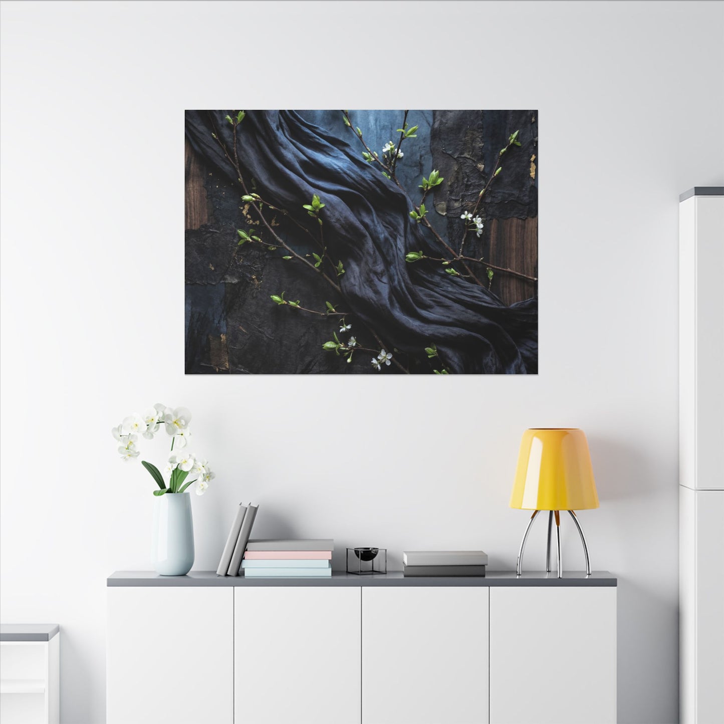 Spring Silk Drape Dark Texture Canvas Art | Atmospheric Decor