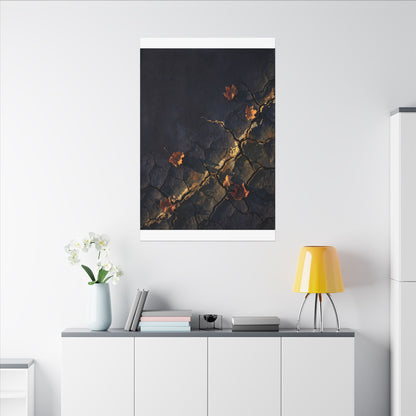 Cracked Earth Canvas Art | Autumn Dark Japandi Dark Texture Art