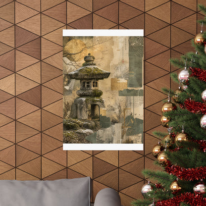 Shibui Stone Lantern Wall Art Print - Japandi Texture