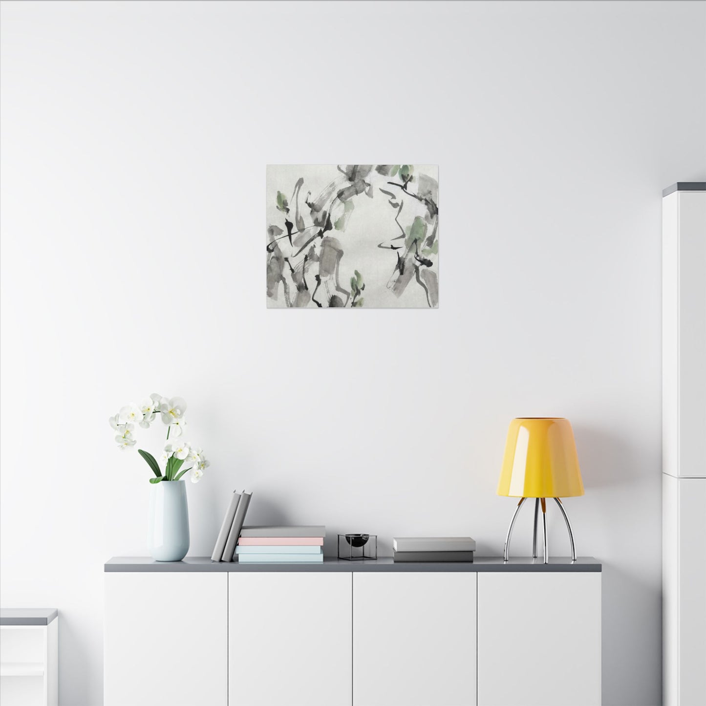 Zen Ink Brushstroke in Overcast | Sumi E Canvas Art