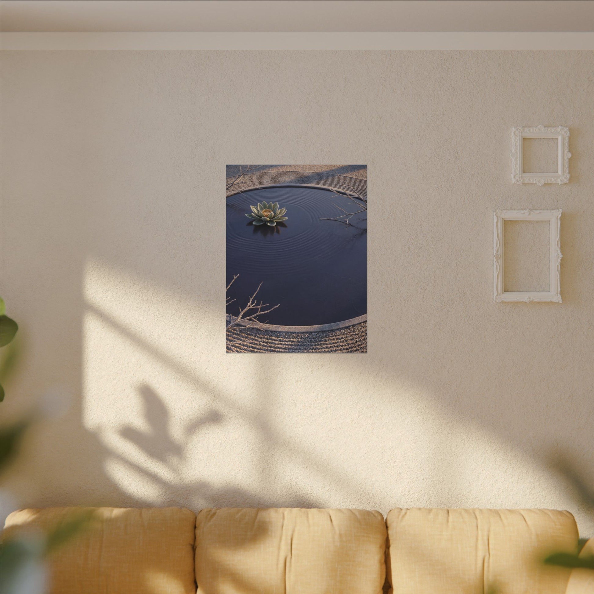 Lotus Flower Canvas Art | Winter Zen Karesansui Art Art Print