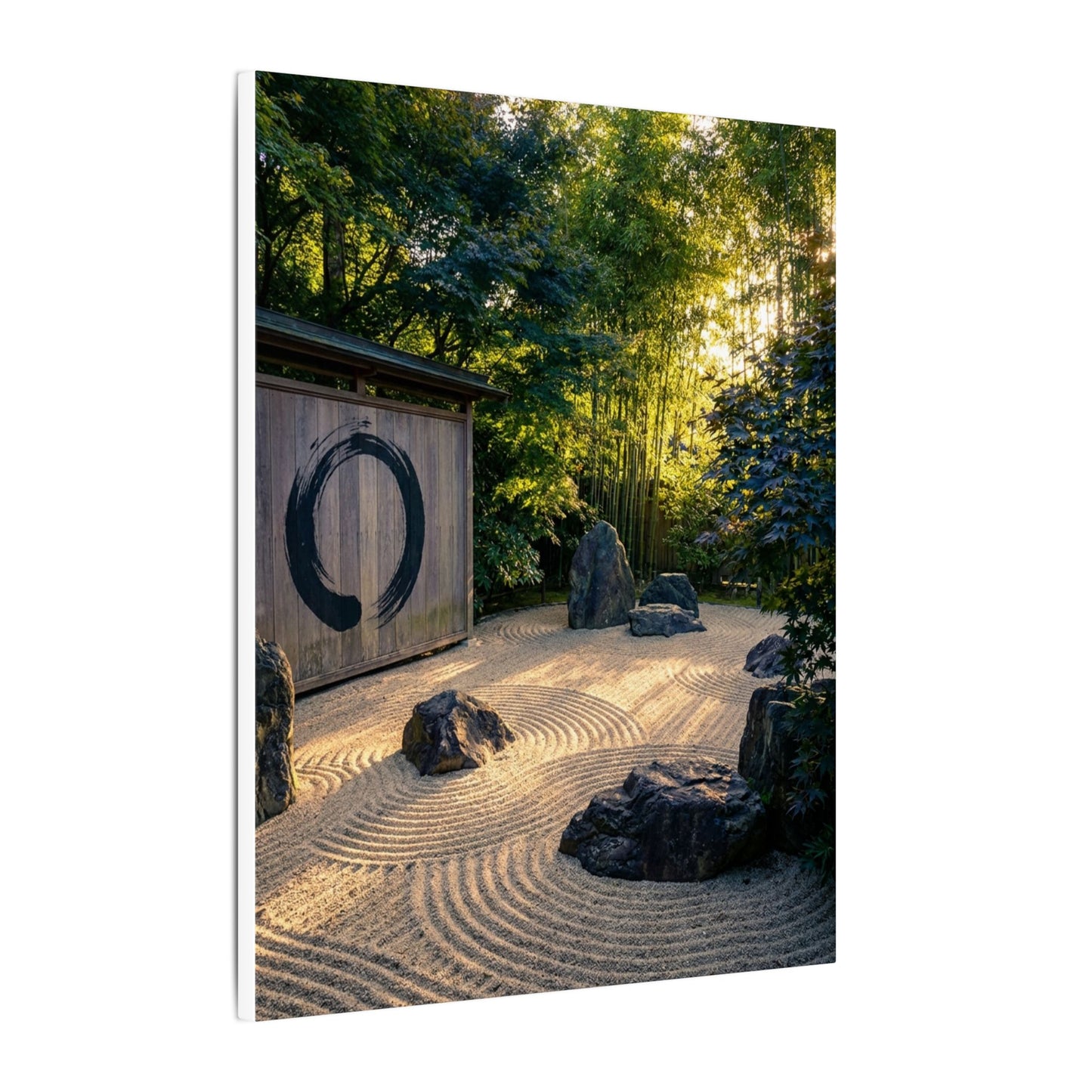 Rock Garden Enso Canvas Art | Tranquil Zen Art