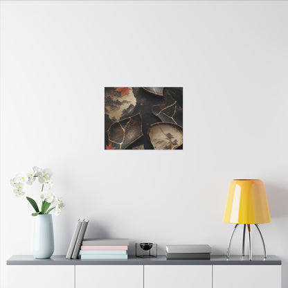 Broken Pottery Gold Vein Canvas Art | Philosophical Kintsugi Art