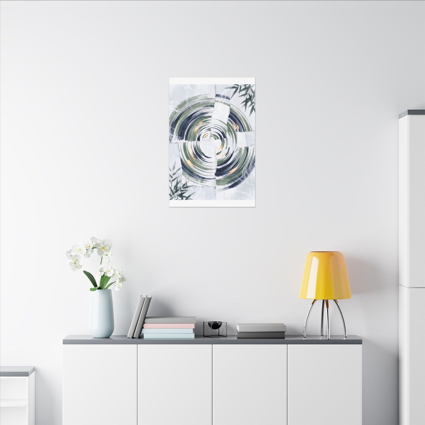 Winter Water Ripple Sumi E Canvas Art | Peaceful Decor