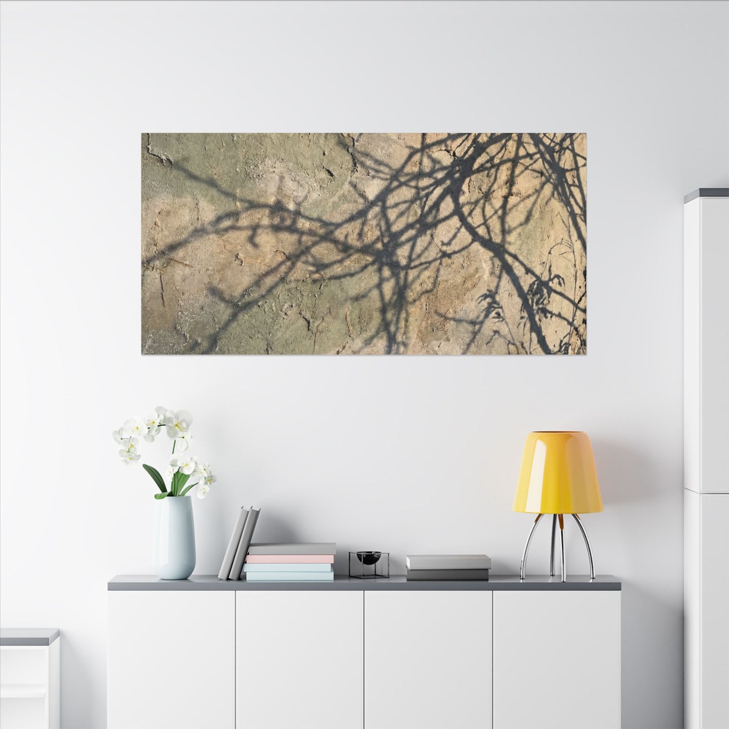 Japandi Shadow Play in Golden Hour | Texture Canvas Art