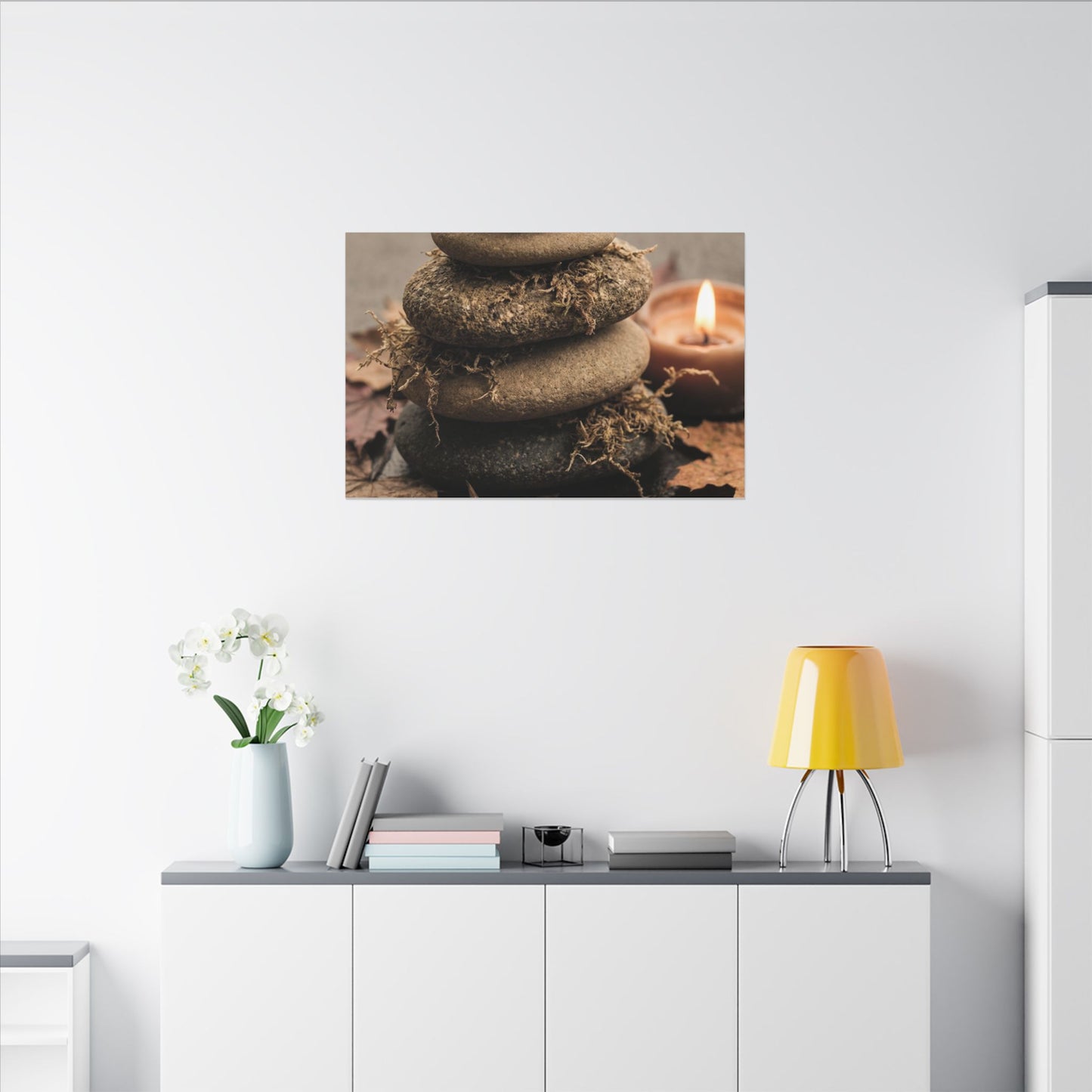 River Stones Canvas Art | Autumn Japandi Texture Art