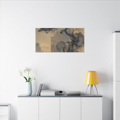 Japandi Pine Tree in Moonlight | Japanese Pattern Canvas Art