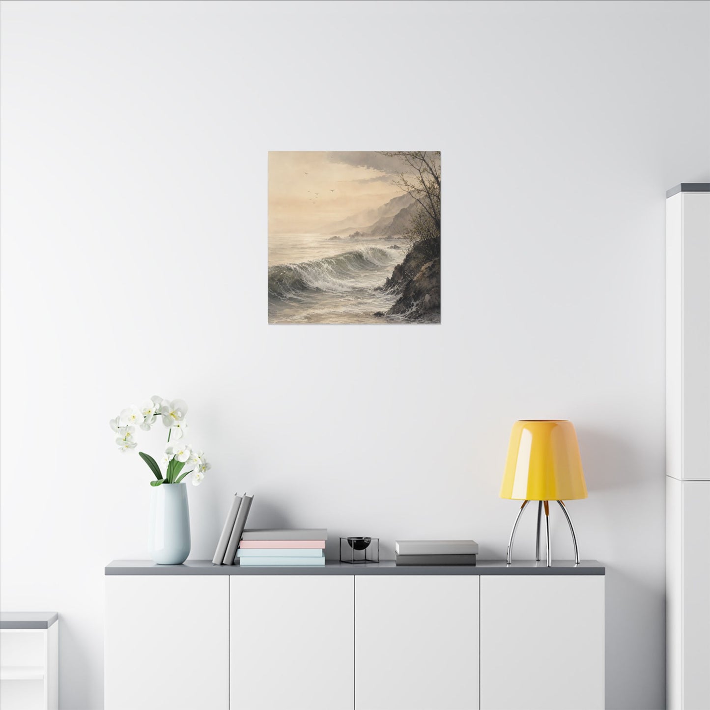 Ocean Wave Spring Canvas Art | Japandi Elegant Design