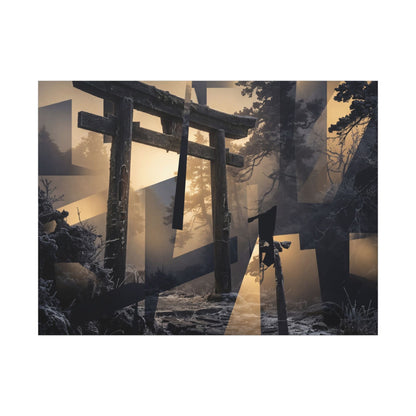Winter Torii Gate Moody Minimal Canvas Art | Bold Decor