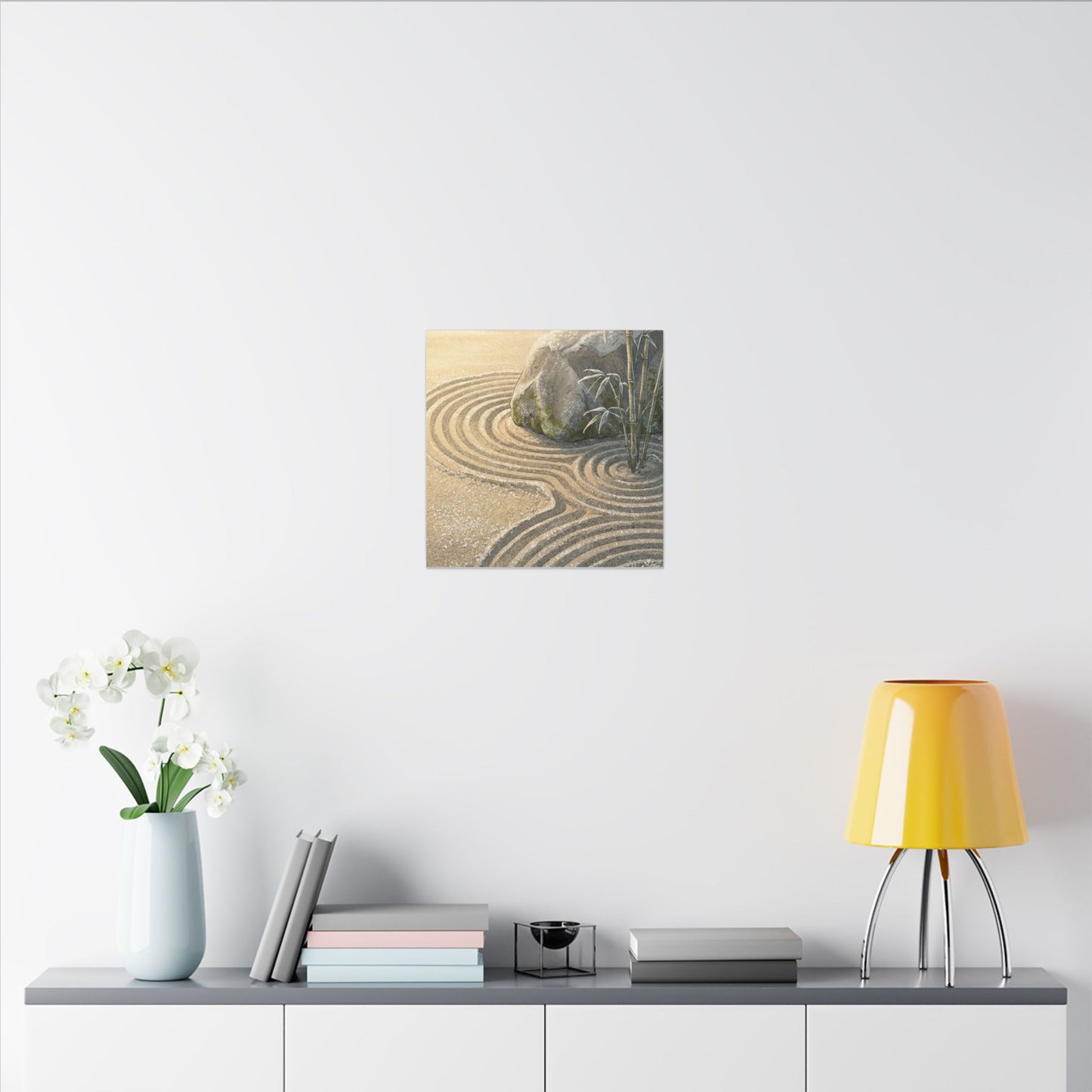Rock Garden Winter Canvas Art | Zen Peaceful Design