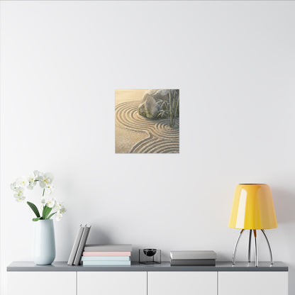 Rock Garden Winter Canvas Art | Zen Peaceful Design
