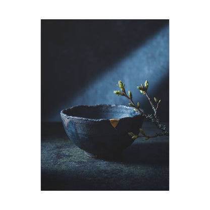 Sophisticated Ceramic Bowl Canvas Art - Shadow Zen Dark Japandi