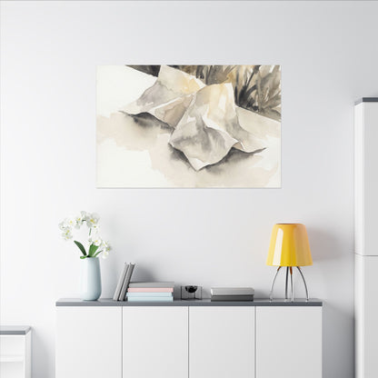 Paper Fold Watercolor Canvas Art | Warm Japandi Art