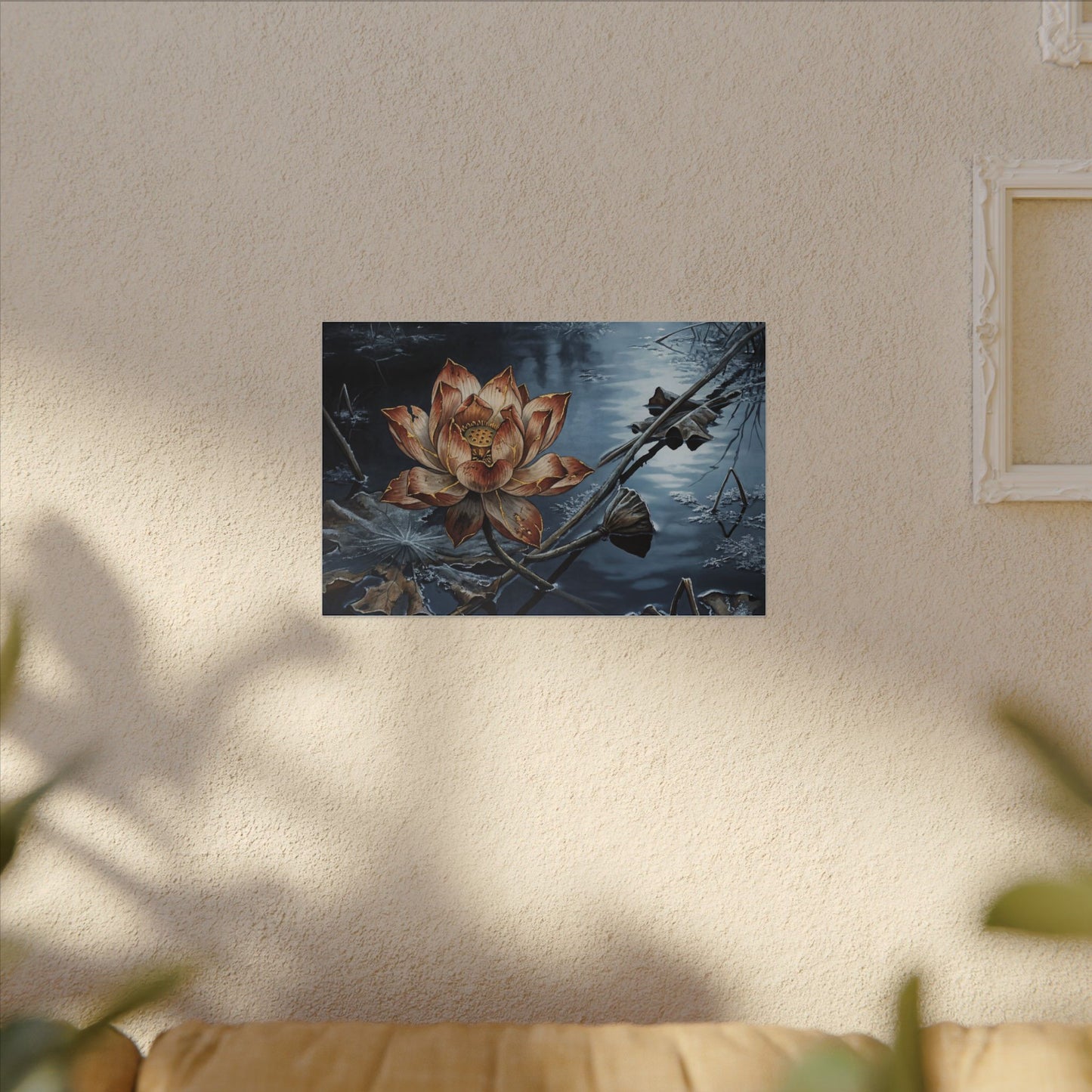 Winter Lotus Flower Broken Beauty Canvas Art | Healing Decor