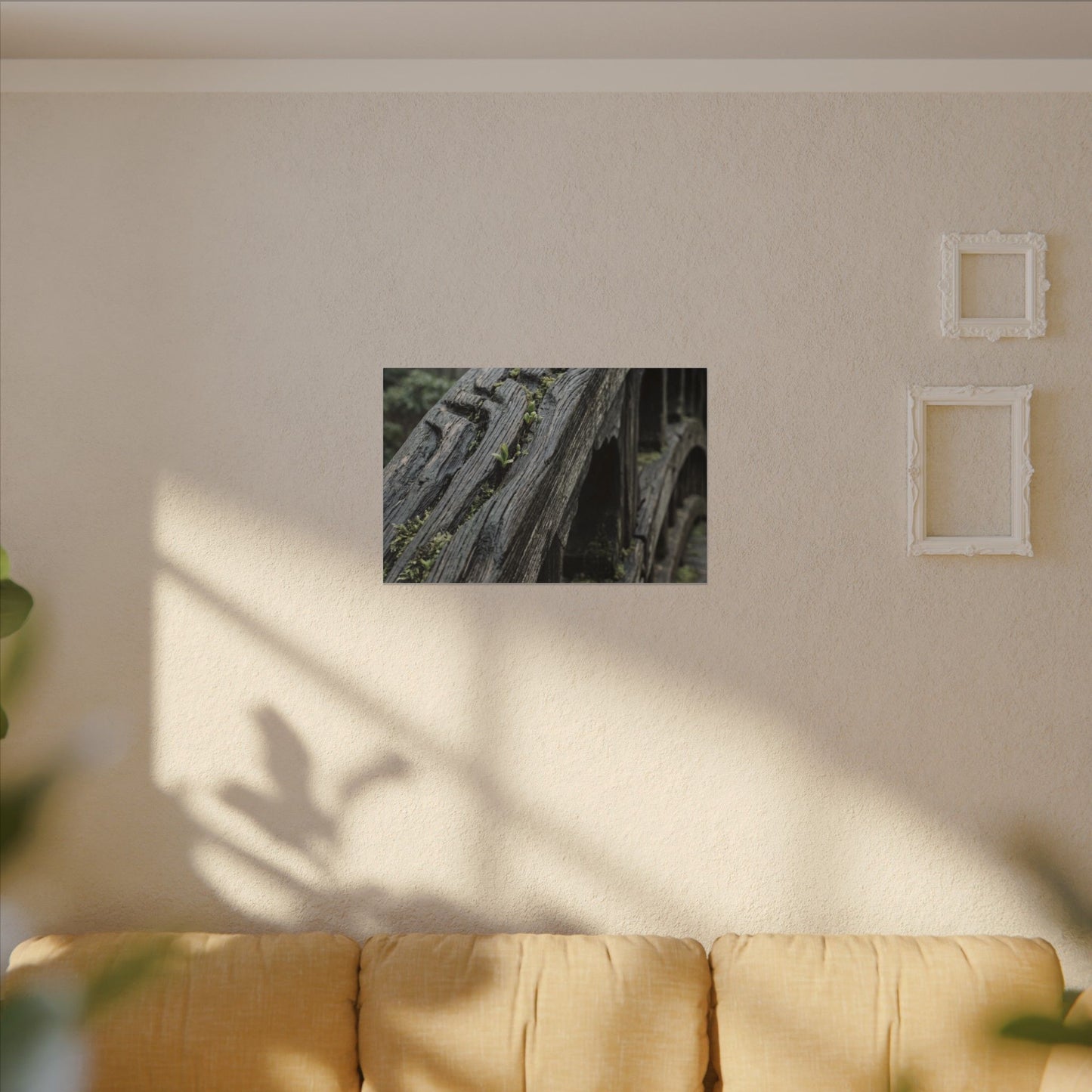 Overcast Wooden Bridge Canvas Art - Japandi Kanso