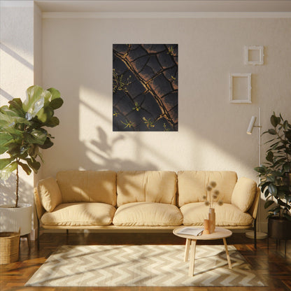 Kintsugi Cracked Earth in Golden Hour | Gold Vein Canvas Art