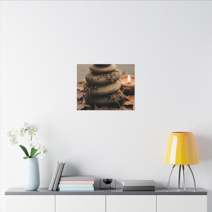 River Stones Canvas Art | Autumn Japandi Texture Art