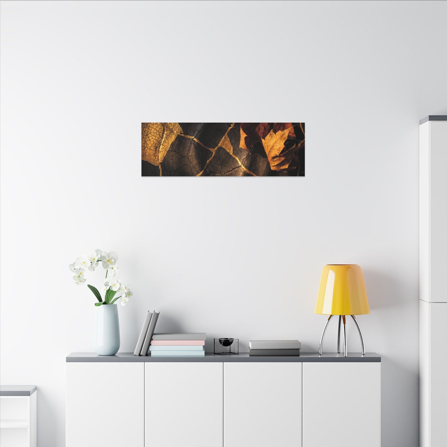 Resilient Shadow Play Canvas Art - Crackle Gold Kintsugi