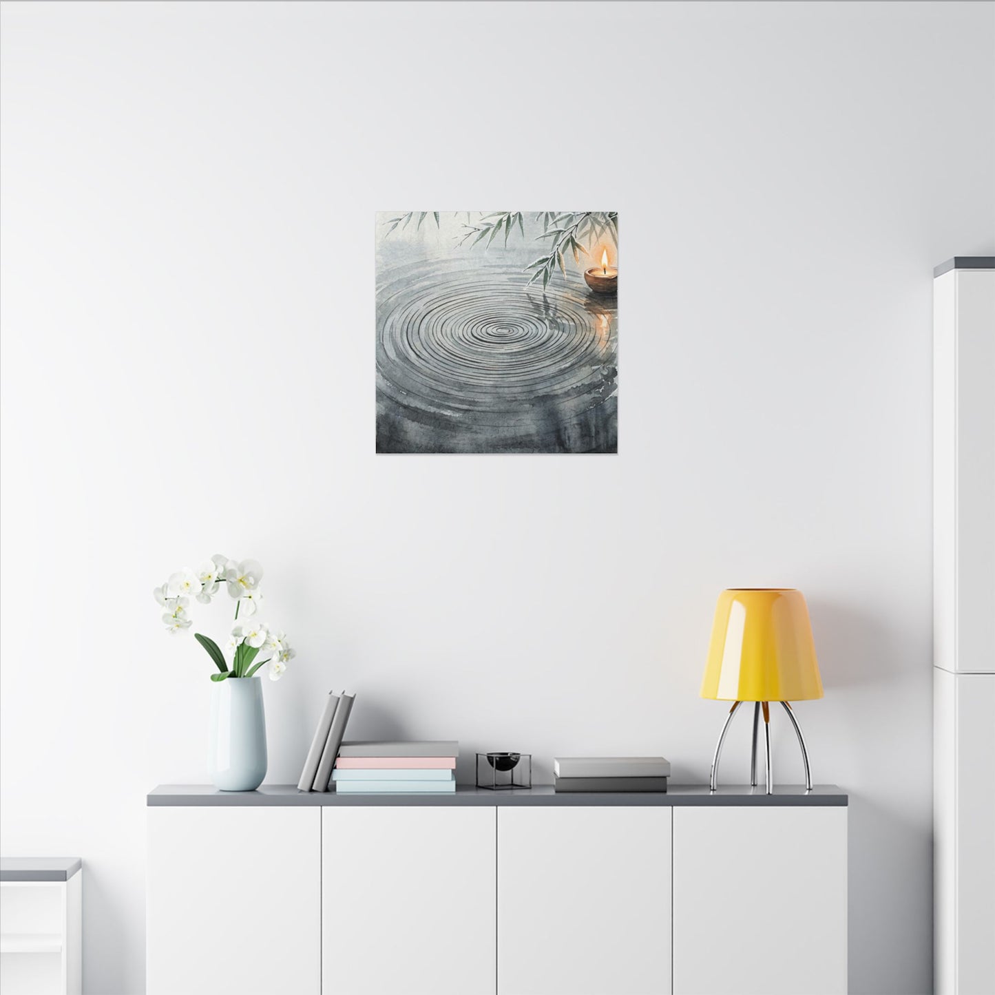 Water Ripple Sumi E Canvas Art | Calm Zen Art