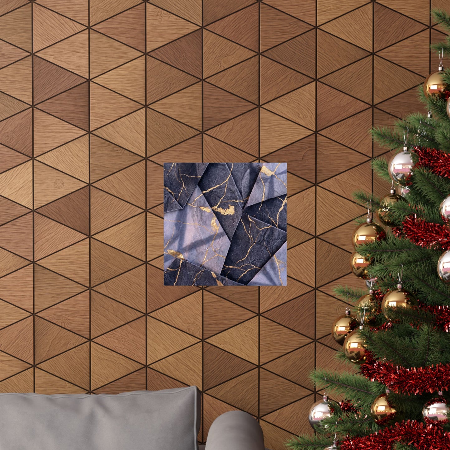 Artful Paper Fold Wall Art Print - Gold Vein Kintsugi