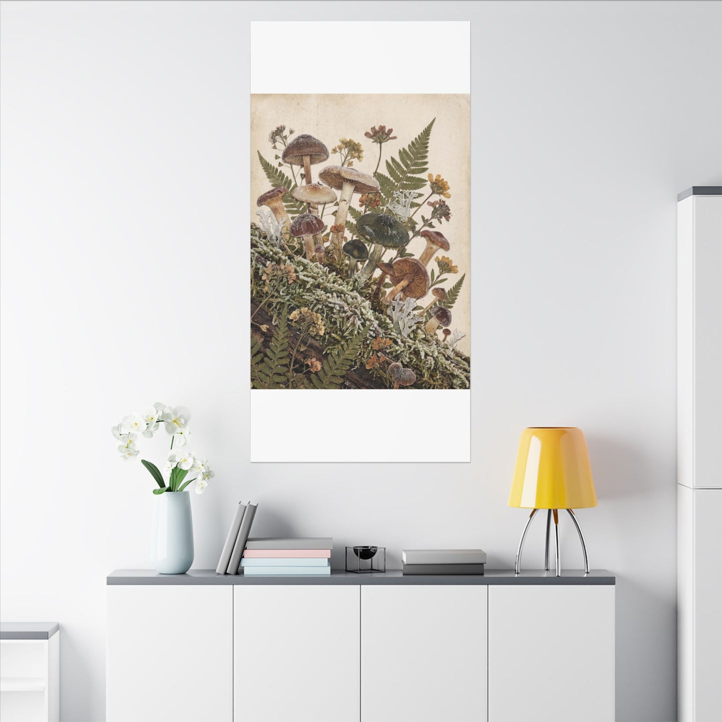Winter Wild Mushrooms Herbarium Canvas Art | Enchanting Decor