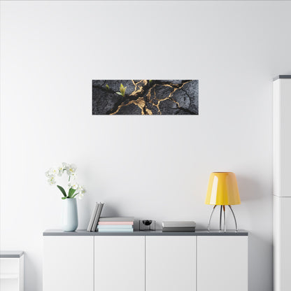 Ma Cracked Earth Canvas Art - Dark Japandi Charcoal Ink