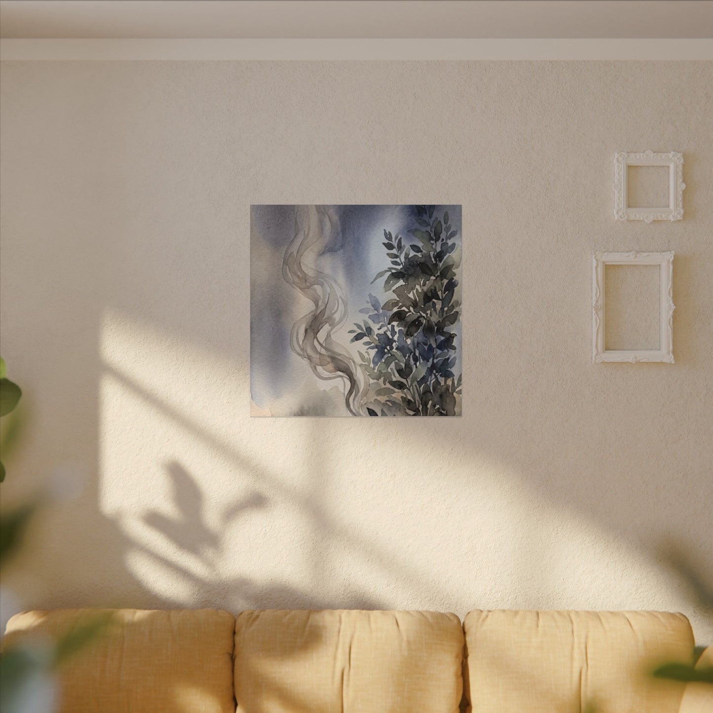 Incense Smoke Summer Canvas Art | Japandi Cozy Design
