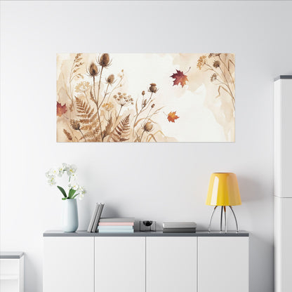Dried Flowers Canvas Art | Autumn Japandi Watercolor Art