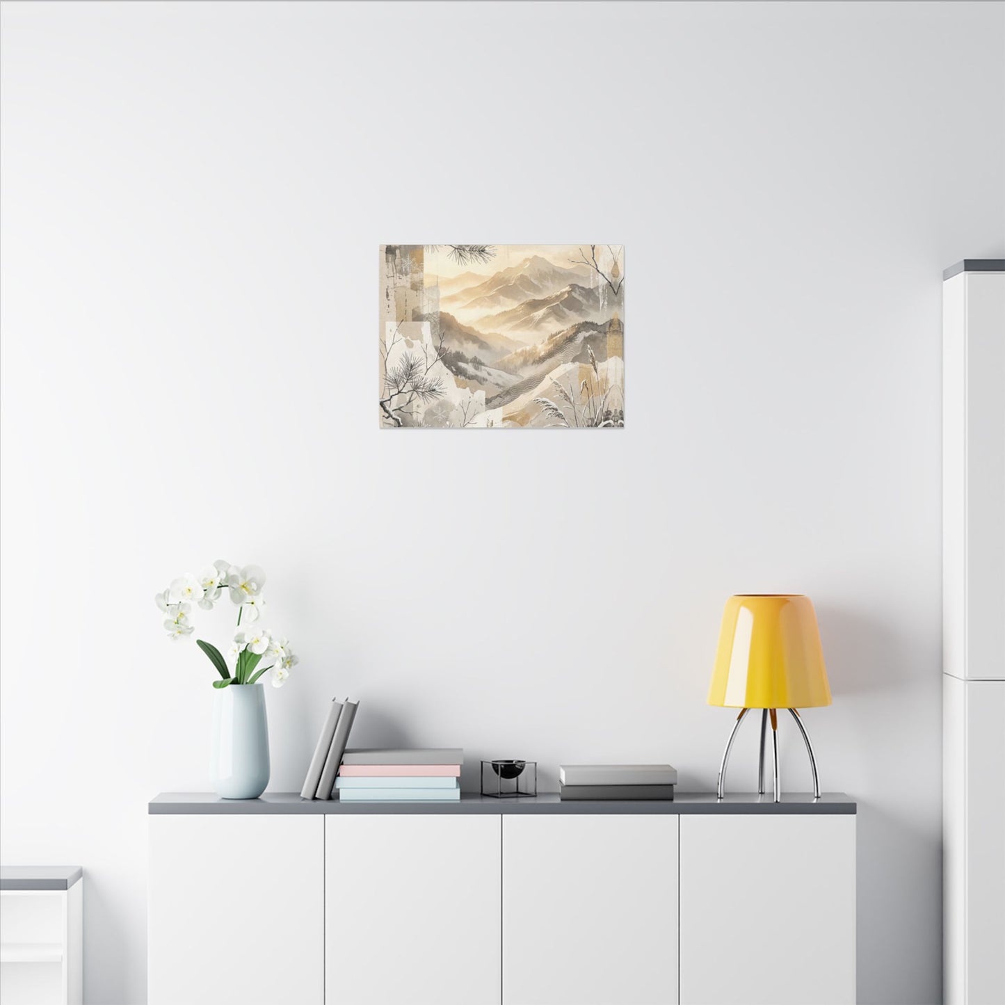Shibui Mountain Mist Canvas Art - Japandi Japanese Pattern